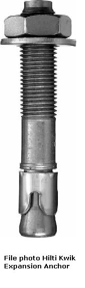 Concrete Anchor Bolt: Hilti Wedge Kwik-Bolt II  1 in. x 12 in.  (Qty 255)